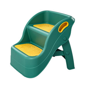 Taburete infantil con pasamanos para el aprendizaje del uso del inodoro, 2-4 años, material PP, multifuncional, verde y amarillo - Product Image 1
