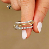 Bague en argent pur S925 très vendue, bague de luxe haut de gamme entièrement sertie de diamants, trois anneaux superposés, style européen, bague populaire pour femmes