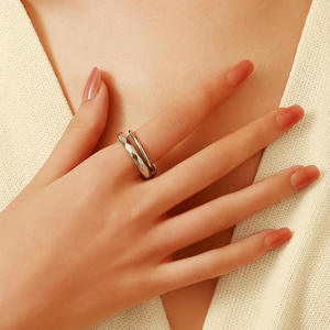 Stainless Steel <b>Ring</b> Geometric Shape 18k Gold Plated Titanium Steel Stackable Unisex Fashion Jewelry Gift - Product Image 2