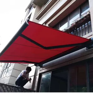 High Quality Aluminum Profile Folding Arm Awning Aluminum Awnings Outdoor Retractable Porch Aluminum Awnings LED