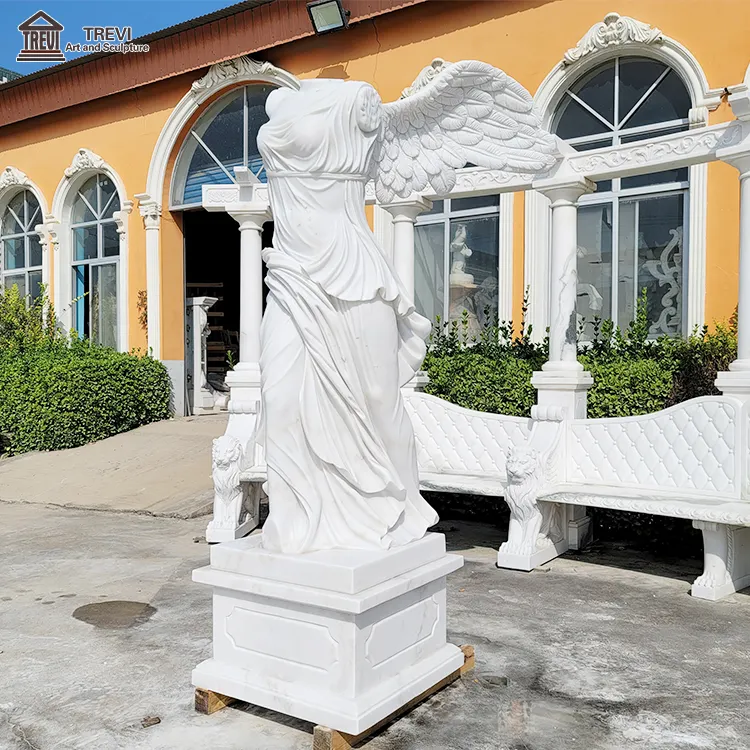 Sculpté à la main classique grec romain ailé victoire déesse grandeur nature marbre Victoria Samothrace Statue