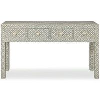 Table console moderne en bois avec incrustations d'os, style antique, 1 tiroir, meuble d'entrée, décoration de salon, bureau avec incrustations d'os