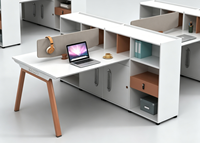 Station de travail exécutive moderne pour 2 personnes, ventilateur de refroidissement E1, support CPU, verrouillage par mot de passe, bord en PVC biseauté, pied en acier de 1,5 mm réglable