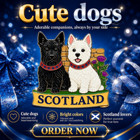 Aimants de réfrigérateur personnalisés en métal, design couple de chiens écossais blanc et noir, souvenir d'Écosse, aimants de réfrigérateur pour chiens Terrier écossais