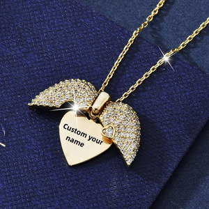 Collar con Colgante <span class=keywords><strong>de</strong></span> Corazón para el Día <span class=keywords><strong>de</strong></span> San Valentín, Chapado en Oro <span class=keywords><strong>de</strong></span> 18K, Joyería Impermeable, Collar con Dije Personalizado con Nombre para Mujer, Regalo - Product Image 1