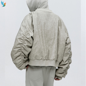 Bomber personalizzato invernale da uomo Vintage pesante oversize con cerniera in pelle sintetica con cappuccio per uomo - Product Image 3