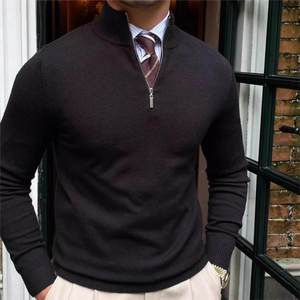 Quarter 1/4 Half Zip Knitted <strong>Sweater</strong> Pullover Custom Old Money Style <strong>Men</strong> Ribbed Knit <strong>Turtleneck</strong> 1/4 Zipper <strong>Sweater</strong> <strong>for</strong> <strong>Men</strong> - Product Image 3