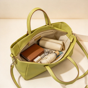 Light Green Women Top <b>Handle</b> <b>Handbag</b> Zipper Closure Removable Strap Multi Pockets Daily Work Travel Crossbody Bag - Product Image 3
