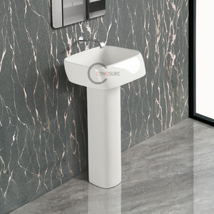 New Style Floor-Standing Ceramic Bathroom Wash <b>Basin</b> Modern Oval Washbasin with Overflow for Bathroom Vanity - Product Image 1