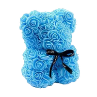 Ours en mousse rose fait main de 19 cm, fleur artificielle, ours en peluche, boîte cadeau pour anniversaire, Saint-Valentin, Thanksgiving, décoration de fête