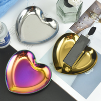Plateau en forme de cœur en métal, porte-bijoux, porte-bagues, bonbonnière, plateau de vanité, cadeau, décoration pour la Saint-Valentin, doré