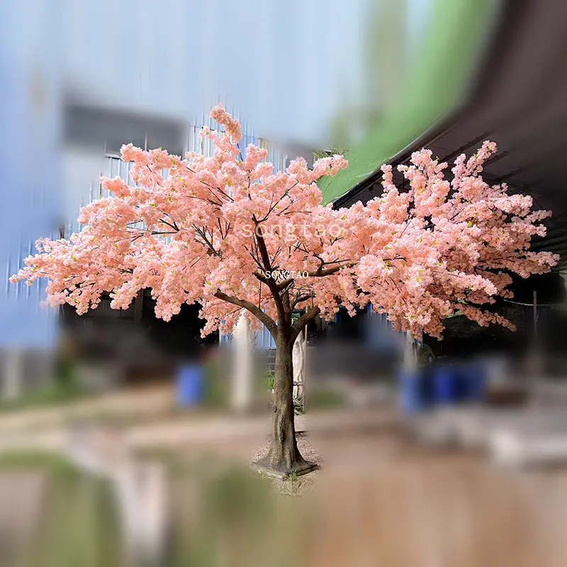 Tedarikçisi toptan su geçirmez fiberglas ağaçları yapay çiçek Cheryy çiçekli ağaçlar düğün dekorasyon için
