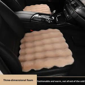 Toptan evrensel 3 parça Set kış araba koltuk minderi imitasyon tavşan kürk araba klozet kapağı kalın peluş yumuşak ve sıcak - Product Image 3