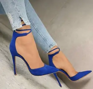 Women's Pointed Toe Sexy Hollow Fashion Rivet One-Line High-Heeled Sandals Large Size 34-43 for Summer Autumn for Foreign Trade