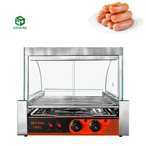 Cachorro Quente Grill Lanche Máquinas 1000W Elétrica comercial 7 de Rolo Máquina de Rolamento de Rolos de Cachorro Quente Máquina de Cachorro Quente para a Venda