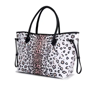 Snow Leopard Tote Wholesale Customized Canvas Beach Bags Lady Beach Shopping Tote Bag Travel Hand Bag DMA5874 RTS