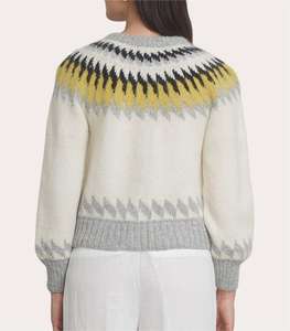 Fabricants de tricots Jacquard en coton personnalisé Chandails en laine d'Islande Chandail cardigan norvégien Fair Isle pour femmes - Product Image 3