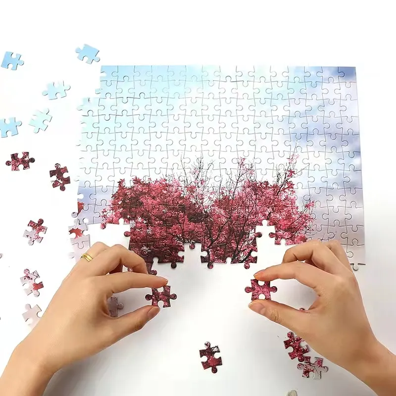 Al por mayor venta al por mayor nuevo cartón 3D jigsaw puzzle 500 de 1000 piezas de diseño personalizado educativos desafiantes rompecabezas juego para niños