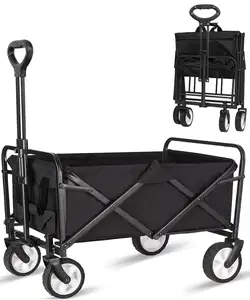 Collapsible Folding Wagon Outdoor Utility Wagon Carts Heavy Duty Foldable Wagon Trolley