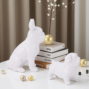 रेडीको नवीनता सफेद और सोने के सिरेमिक बुलडॉग के साथ शेल्फ डेस्क और अद्वितीय पालतू उपहार के लिए बॉल आधुनिक घर सजावट के साथ - Product Image 6