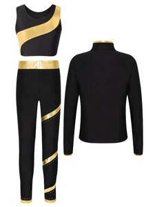 ชุดกีฬาสำหรับเด็กผู้หญิงอายุ6-16ปีชุดเสื้อตัวสั้นและกางเกงชุดเล่นยิมนาสติกเล่นสเก็ตการแข่งขันเต้นบนเวที - Product Image 3