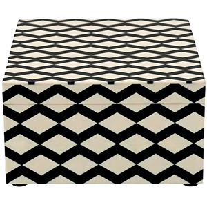 Luxury Modern Geometric Storage Box Rectangle Black White Pattern Resin Decorative <b>Bin</b> Living Room Space Saving Design - Product Image 1