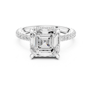 Women's Halo <b>Solitaire</b> Asscher Engagement Diamond <b>Ring</b> 925 Sterling <b>Silver</b> Wedding Party Anniversary Gift - Product Image 4