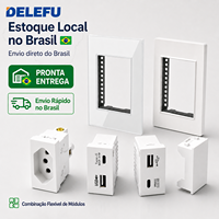 DELEFU Prise murale modulaire blanche en stock local au Brésil, interrupteur 10A 20A, prise brésilienne USB Type-C, panneau en verre PC 20W