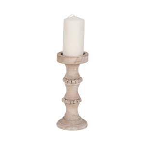 Porte-bougie décoratif en bois, style antique, avec perles, centre de table - Product Image 2