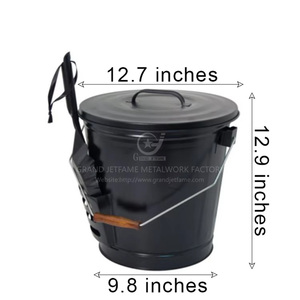 Factory Price 8.3 Gallon Fireplace Heat Insulation <strong>Coal</strong> <strong>Buckets</strong> Metal <strong>Coal</strong> <strong>Buckets</strong> <strong>with</strong> Wooden Handle for Indoor Fireplace - Product Image 2