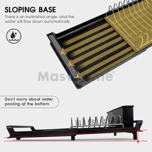 Stainless Steel Extensible Dish Drainer Removable Cutlery Holder Dish <b>Drying</b> <b>Rack</b> Extendable Kitchen Dish <b>Rack</b> - Product Image 5