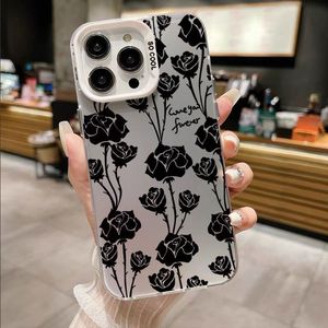 Coque <span class=keywords><strong>de</strong></span> téléphone portable en TPU avec impression <span class=keywords><strong>de</strong></span> rose noire, argentée électrolytique, <span class=keywords><strong>pour</strong></span> <span class=keywords><strong>iPhone</strong></span> 8 X Xr Xs 11 12 13 14 15 16 Pro 17 - Product Image 5