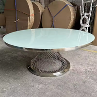 Table à manger ronde, table aspect marbre, pieds en acier inoxydable doré, style nid d'oiseau, mobilier moderne pour salle à manger