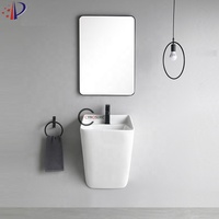 Nouveaux Produits 2026 – Lavabo Mural Rectangulaire Multifonctionnel Blanc en Céramique pour Salle de Bain, à Poser sur Comptoir ou à Suspendre