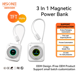 <span class=keywords><strong>Batterie</strong></span> externe intelligente en alliage d'aluminium avec affichage magnétique, charge sans fil, 10000 mAh, température et tension en temps réel, avec 2 câbles - Product Image 1