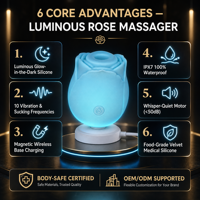 Vibrateur Rose Lumineux en Gros, Stimulateur Clitoridien Magnétique USB, Jouets Sexuels Lumineux pour Femmes