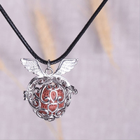 Pierre de lave aromathérapie Rhodium diffuseur de lueur éléphant fraise plaqué or bijoux pendentif en acier inoxydable pour yoga