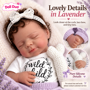 Poupée Duo personnalisée de 18 pouces, corps entier en silicone, poupée reborn, cheveux bouclés en dentelle lavande, endormie, cadeau de Noël personnalisé pour enfants - Product Image 3