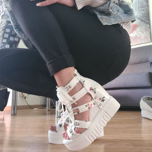 Hot Floral Sandals Casual Ethnic <b>Open</b> <b>Toe</b> Wedge Sandals Women's High <b>Heels</b> Casual Shoes for Ladies - Product Image 2