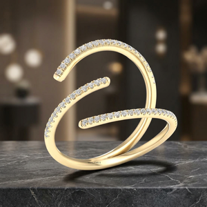 Anillo Clásico en Espiral con Diamante Cultivado en Laboratorio, Oro 10K/14K/18K, Plata 925/935, Bañado en Rodio, para Boda, Compromiso o Fiesta - Product Image 1