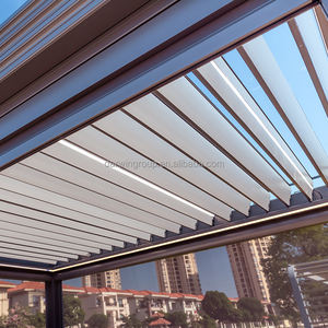 Pérgola Moderna de Aluminio con Apertura Eléctrica para Terraza o Jardín, Techo de Patio Motorizado con Rejillas, Gazebo - Product Image 2