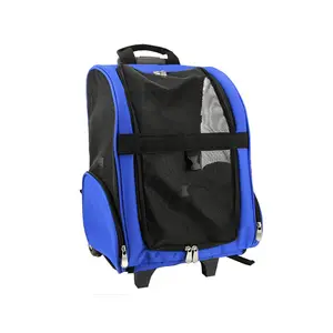 Custom Breathable Pet Travel Outdoor Dog Carrier Backpack Bag with Wheels