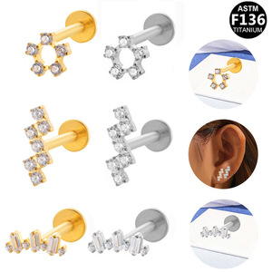 Geometric <b>Titanium</b> Alloy Ear <b>Stud</b> G23 Fashion Internal Tooth Earring Daily Wear Unisex - Product Image 4
