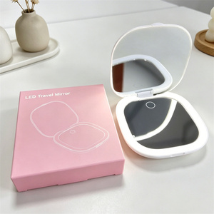 Miroir de poche compact à LED personnalisé pour le voyage, miroir de maquillage pliable à 2 côtés, effet lumineux, mini miroir pour femmes - Product Image 6
