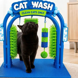 Cepillo arqueado autolimpiante para gatos, juguete masajeador con bola de hierba gatera, removedor de pelo para el aseo de gatos de interior - Product Image 4
