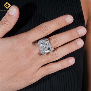Hot Sale RTS <b>Men</b> Diamond <b>Ring</b> Moissanite 100 Point Hip Hop <b>Ring</b> Iced Out Moissnaite <b>Silver</b> - Product Image 2