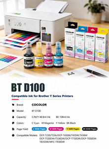 Encre de recharge Cocolor BT D100 compatible avec les imprimantes Brother DCP T230 T236 T430W T435W T436W, options de couleurs noir, cyan, magenta, jaune - Product Image 2
