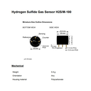 Sensor de Gas de Sulfuro de Hidrógeno H2S/M-100, 0-100 ppm, Electroquímico, para Detectores Portátiles - Product Image 3