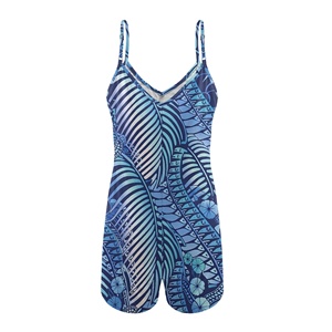 Promozione Dropship: Tute Estive Blu per Donne, Jumpsuit Corto <span class=keywords><strong>Oversize</strong></span> con Stampa a Foglie, Salopette con Spalline Sottili e Tasche - Product Image 3