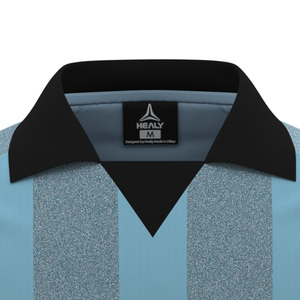 Maillot de sport rétro à rayures verticales bleu-noir HEALY, manches courtes, confortable, personnalisé, maillot de football pour hommes - Product Image 4
